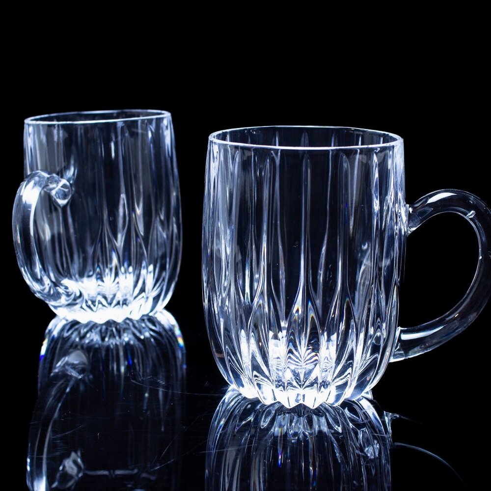Mikasa Park Lane Crystal Mugs Set Of 2 | Vintage Glassware Set